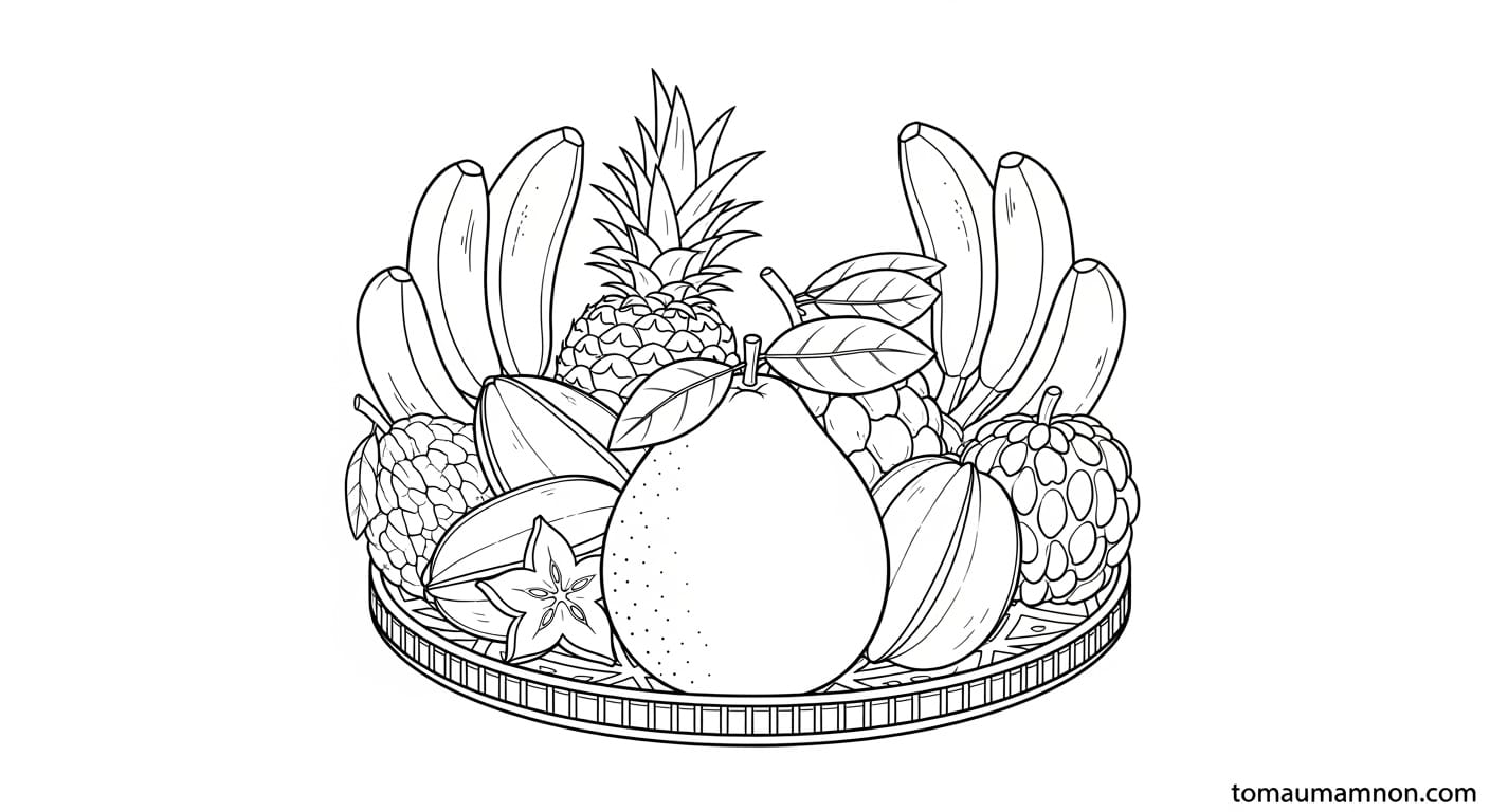 Tranh Tô Màu Tết Trung Thu tranh bánh nướng