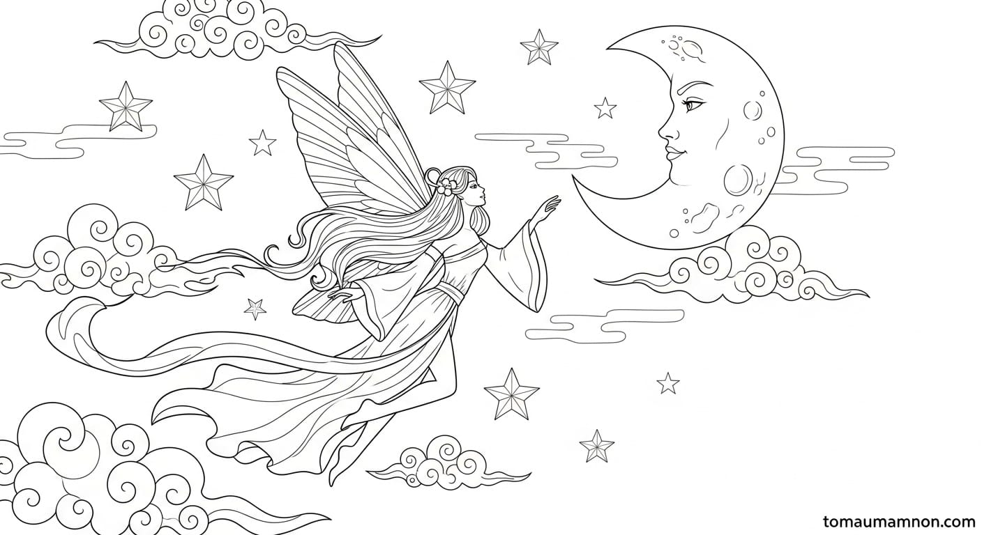 Tranh Tô Màu Tết Trung Thu tranh ánh trăng rằm