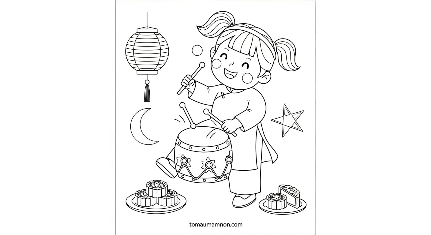 Tranh Tô Màu Tết Trung Thu tranh cá chép