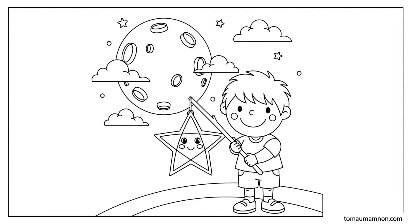 Tranh Tô Màu Tết Trung Thu tranh lồng đèn đầy màu sắc