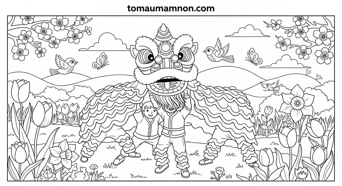 Tranh Tô Màu Tết Và Mùa Xuân đàn gà con