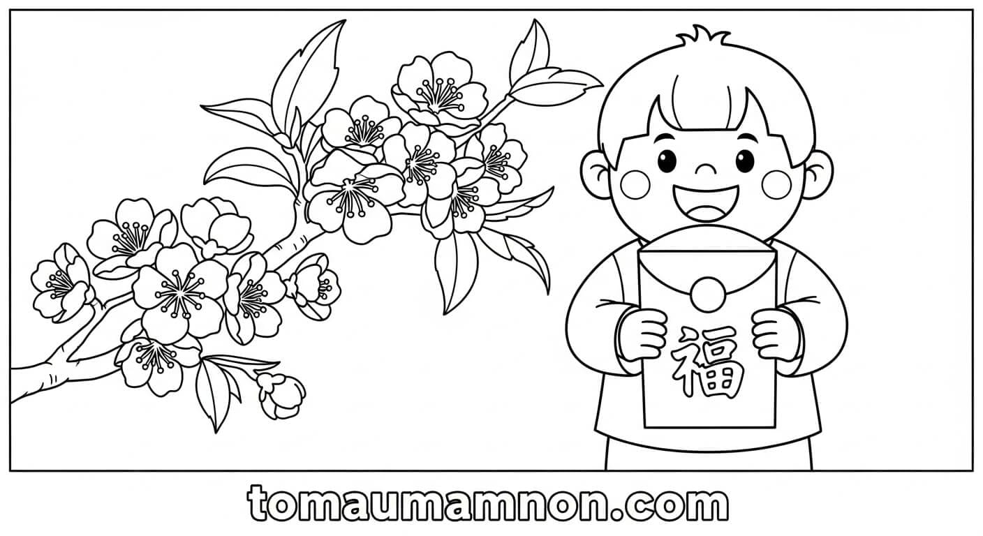 Tranh Tô Màu Tết Và Mùa Xuân tranh hoa mai