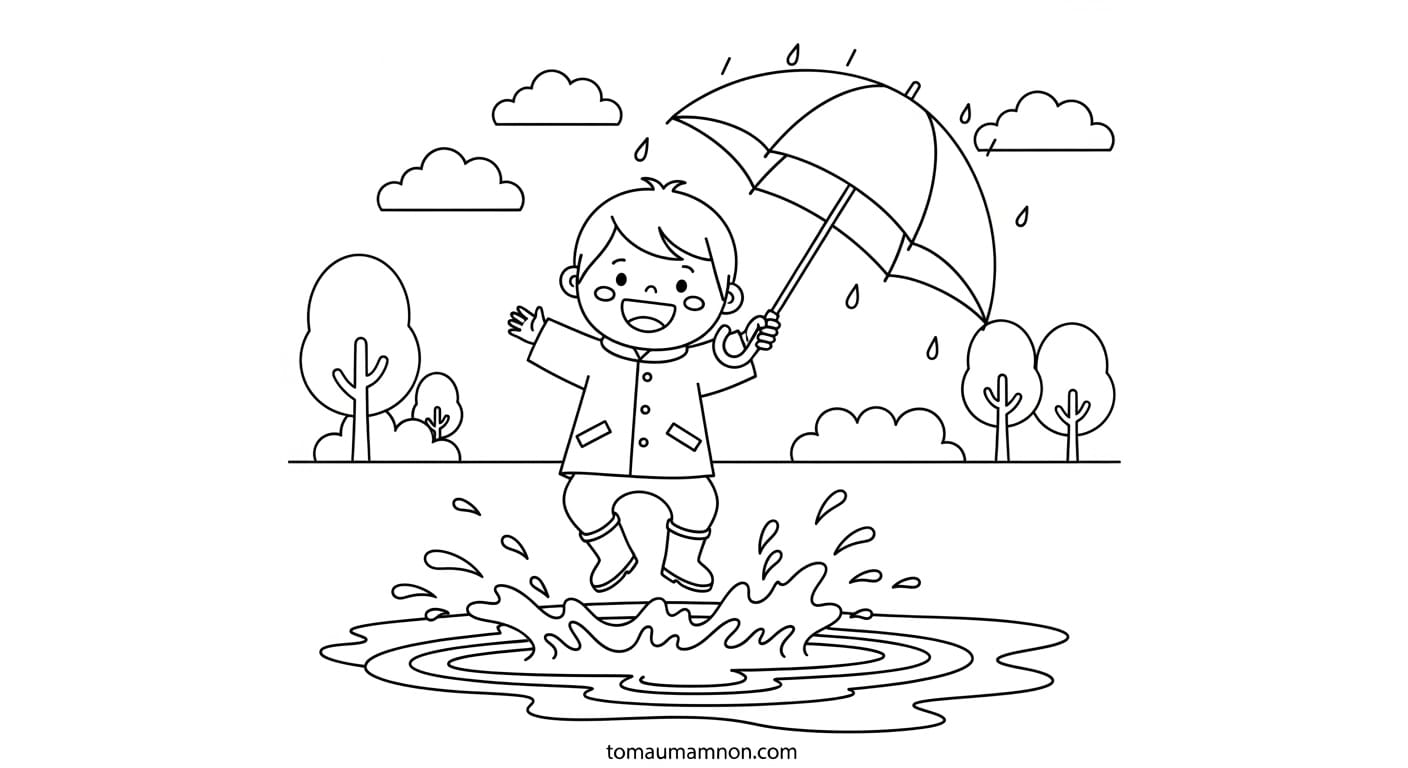 Tranh Tô Màu Thời Tiết Trẻ em vẽ mùa hè nắng nóng