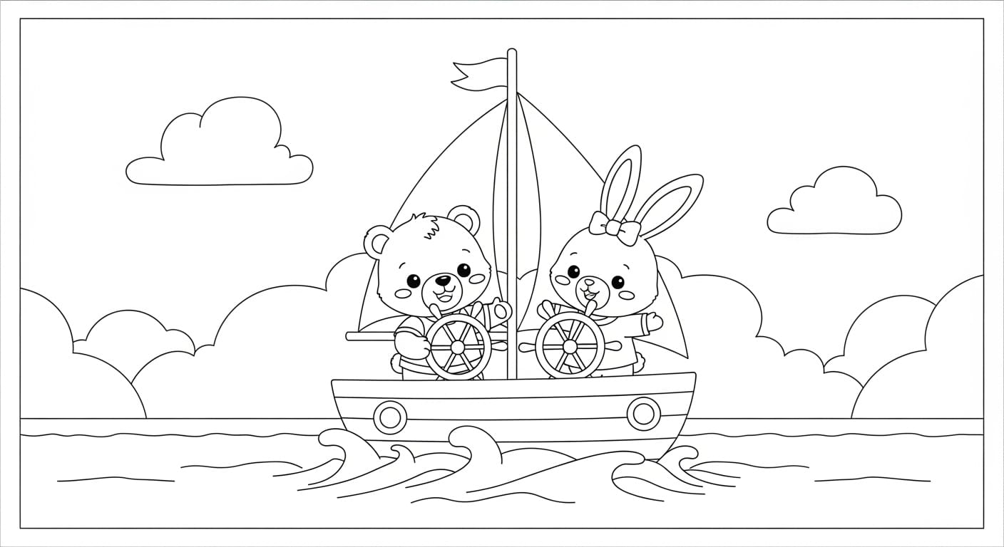 Tranh Tô Màu Thuyền Buồm Thuyền buồm có cánh buồm phình to