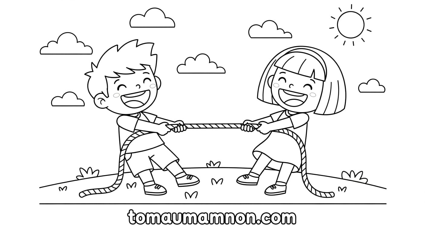 Tranh Tô Màu Trò Chơi Dân Gian Trò bịt mắt bắt dê