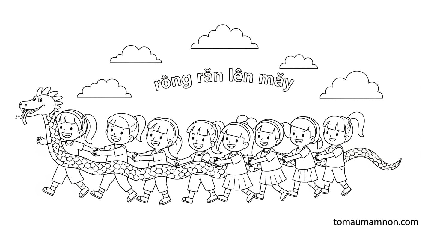 Tranh Tô Màu Trò Chơi Dân Gian Lễ hội múa lân