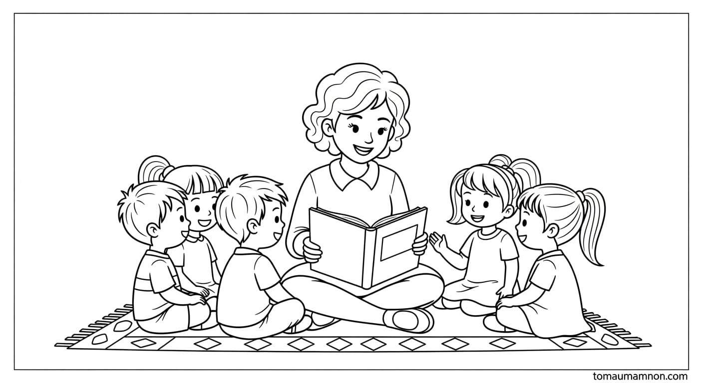 Tranh Tô Màu Trường Mầm Non Lớp học của bé