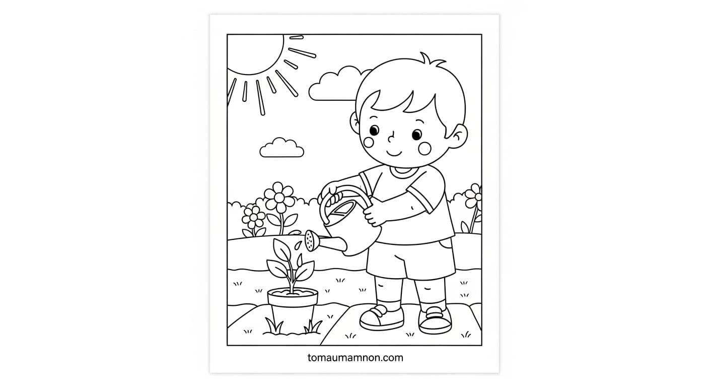 Tranh Tô Màu Trường Mầm Non Hoạt động ngoài trời