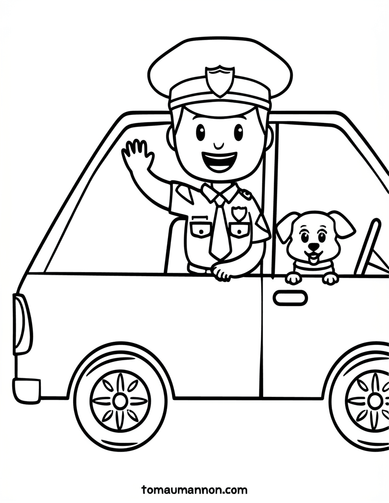 Tranh Tô Màu Xe Cảnh Sát Xe cảnh sát đang chạy