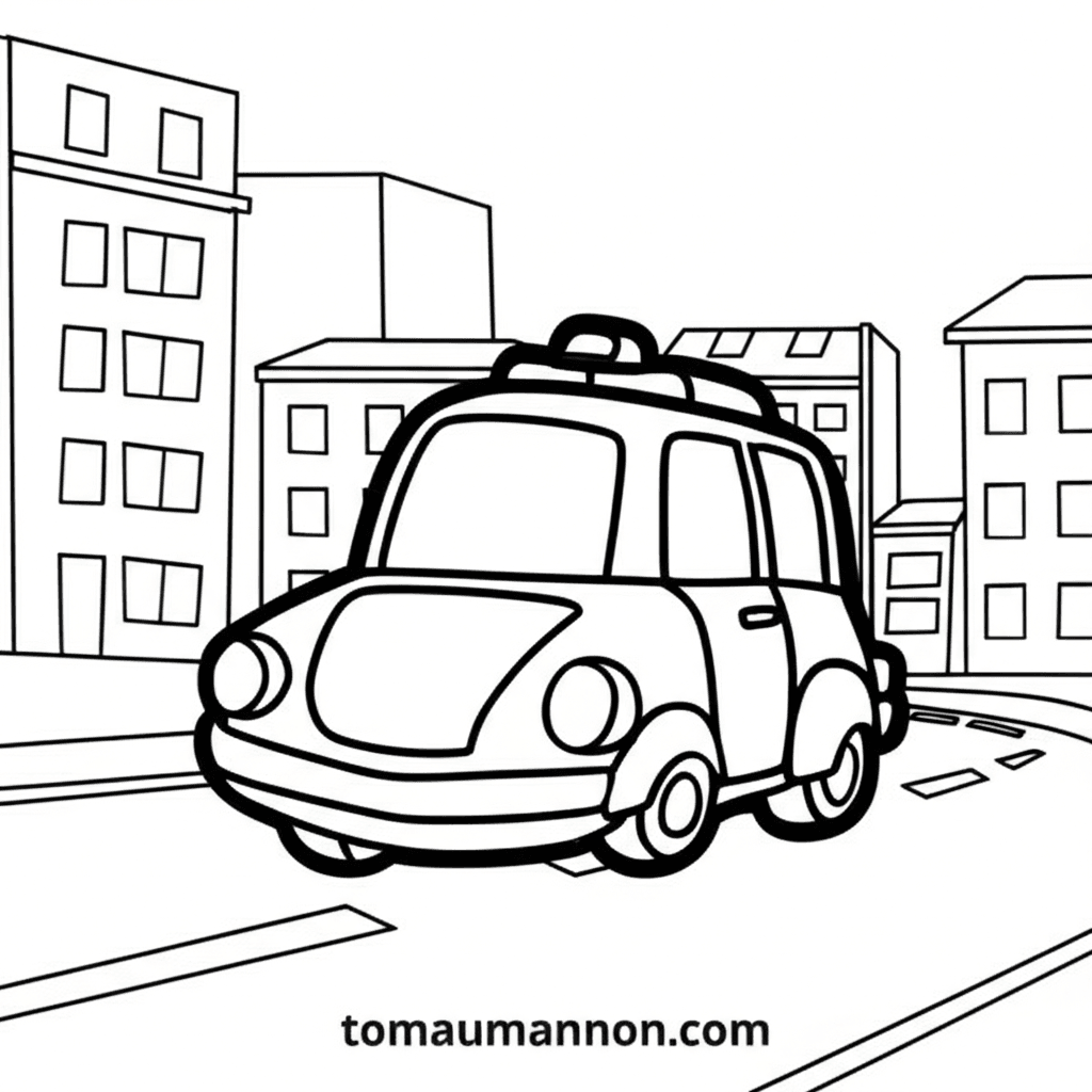 Tranh Tô Màu Xe Cảnh Sát Xe cảnh sát đỗ trước tòa nhà