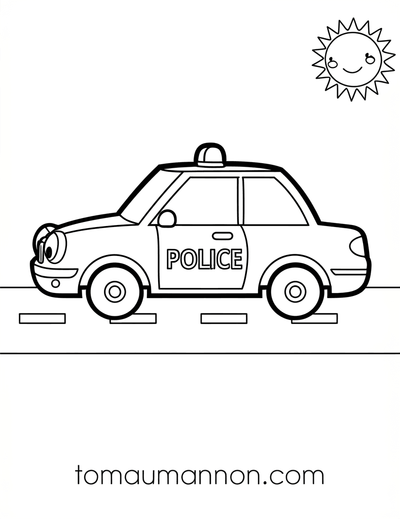 Tranh Tô Màu Xe Cảnh Sát Xe cảnh sát đơn giản