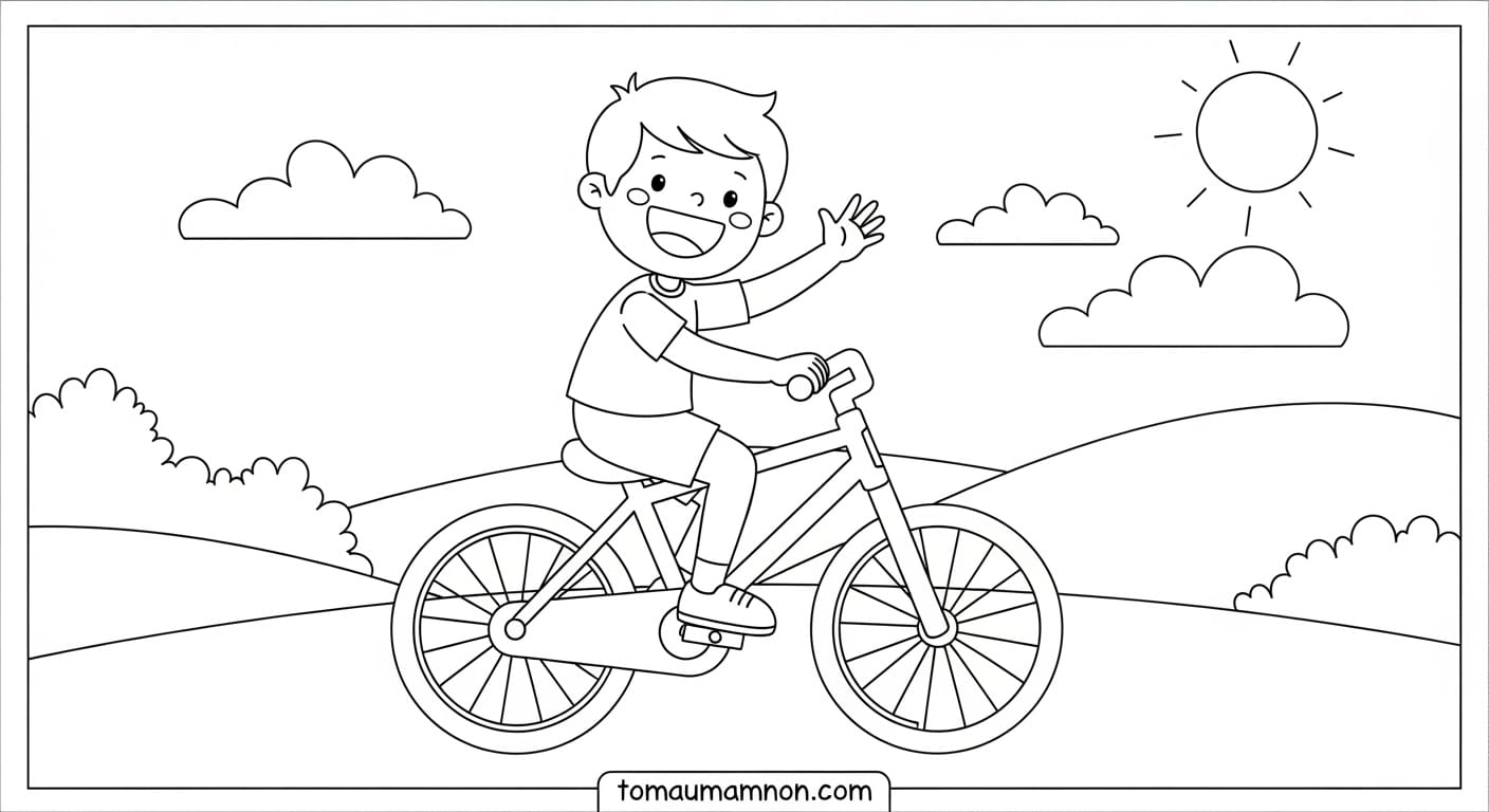 Tranh Tô Màu Xe Đạp Xe đạp vui nhộn