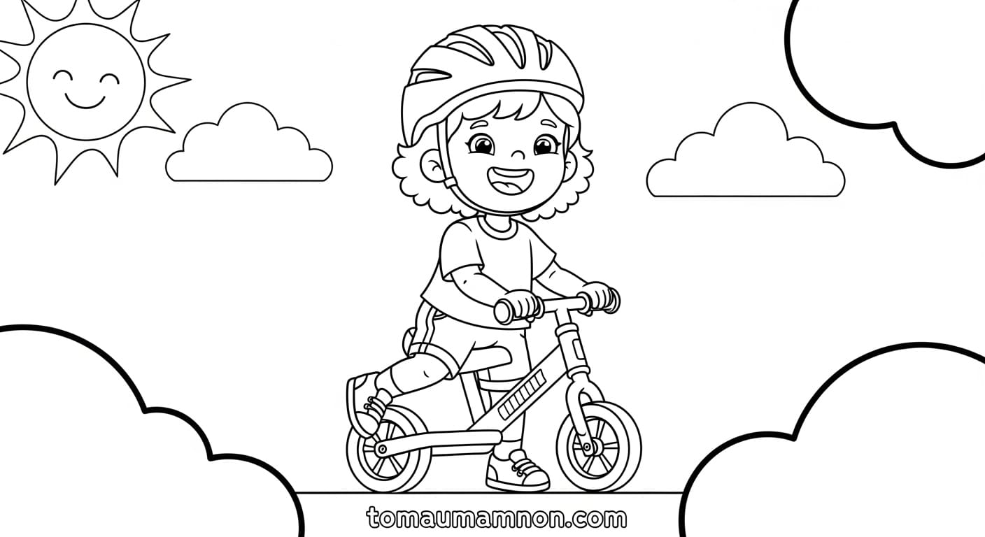 Tranh Tô Màu Xe Đạp Xe đạp và bé gái