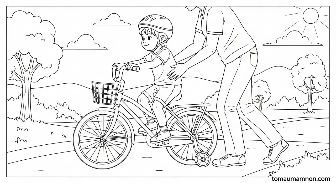 Tranh Tô Màu Xe Đạp Xe đạp và phong cảnh