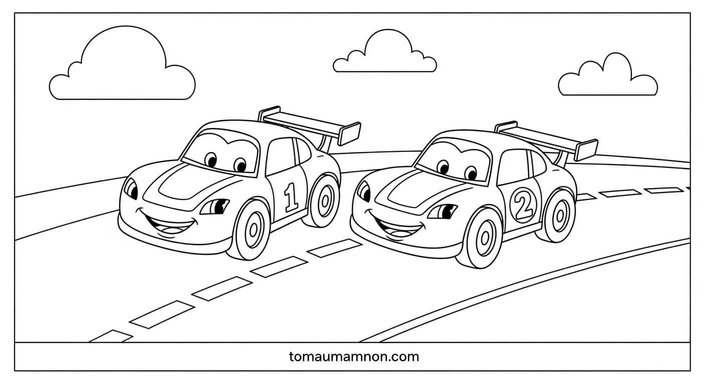 Tranh Tô Màu Xe Đua cận cảnh xe đua