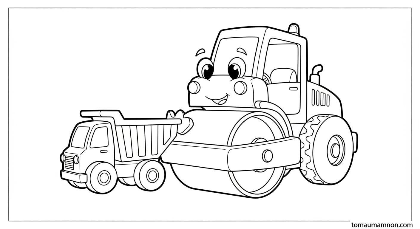 Tranh Tô Màu Xe Lu xe công trình