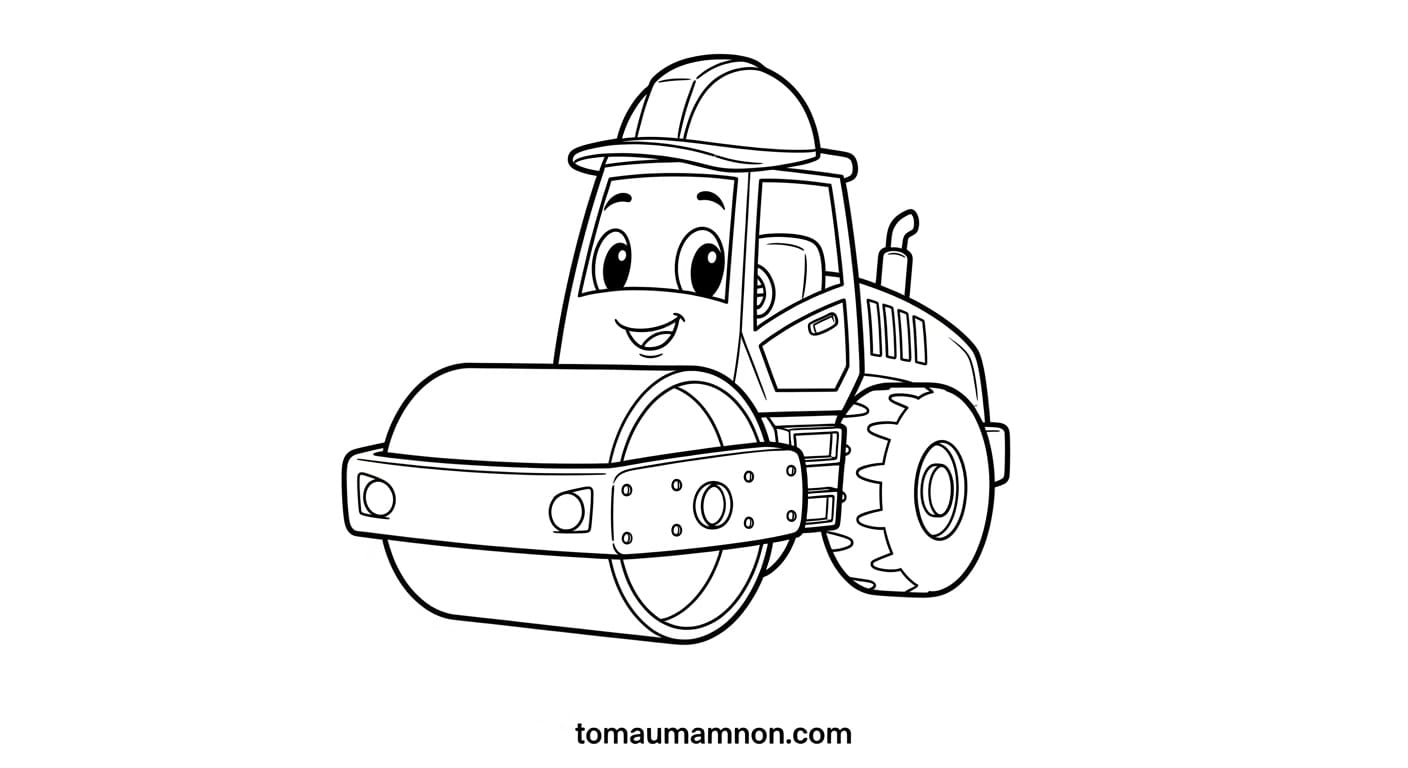 Tranh Tô Màu Xe Lu xe lu màu sắc