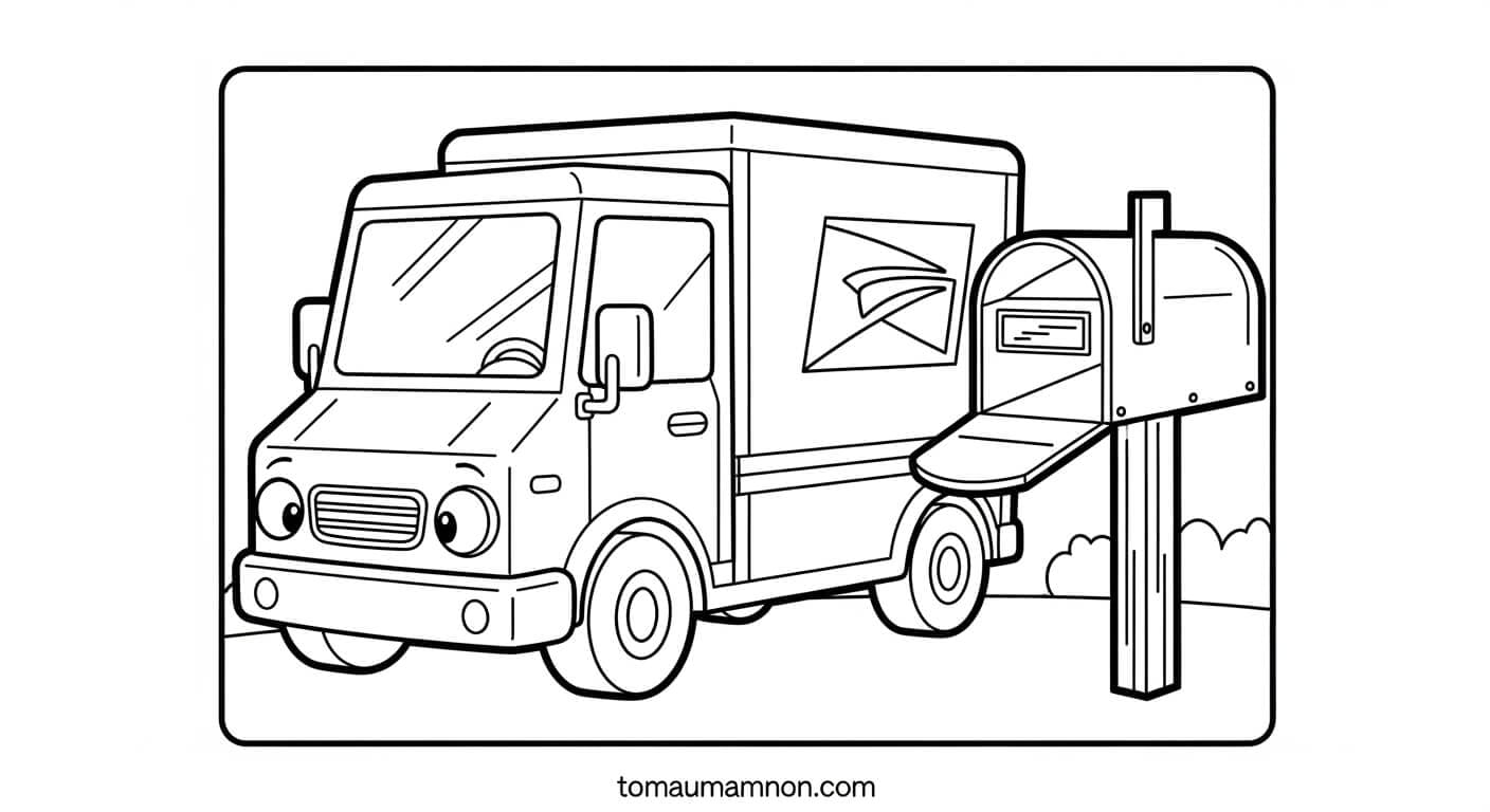 Tranh Tô Màu Xe Tải Chiếc xe tải đáng yêu