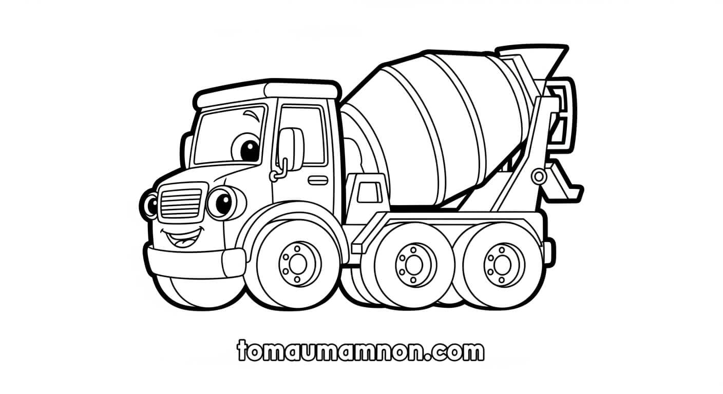 Tranh Tô Màu Xe Tải Xe chở hàng dễ thương