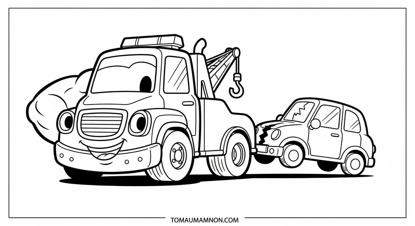 Tranh Tô Màu Xe Tải Xe tải trên đường