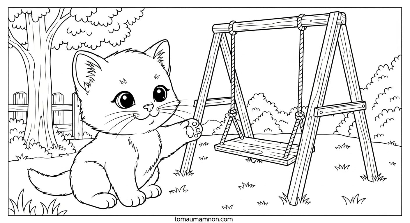 Tranh Tô Màu Xích Đu Xích đu trong khu vườn