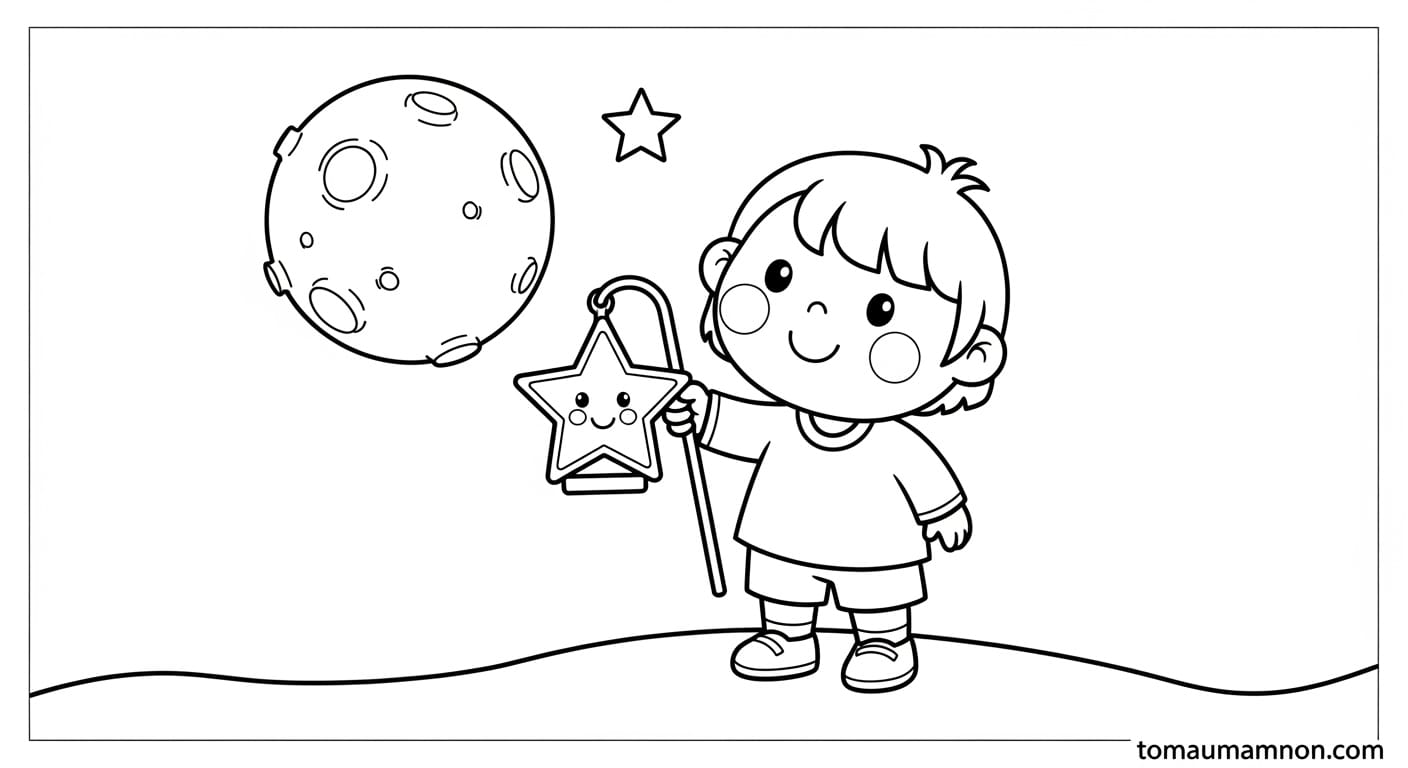 Tranh anime Trung Thu với lồng đèn