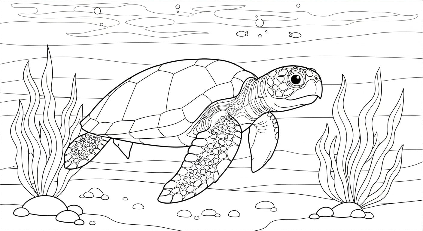 Tranh Vẽ Đại Dương Rùa biển đáng yêu
