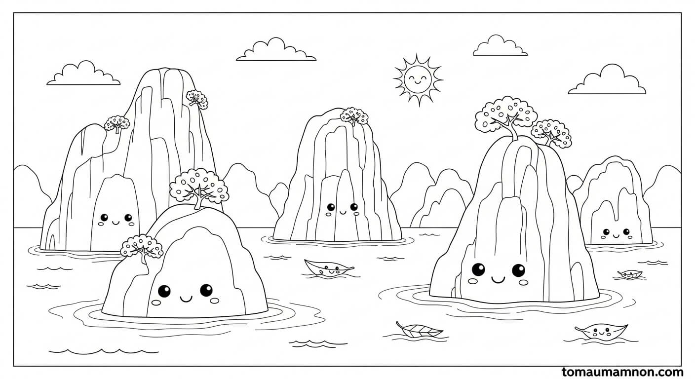 Tranh Vịnh Hạ Long Hoàng hôn trên vịnh Hạ Long