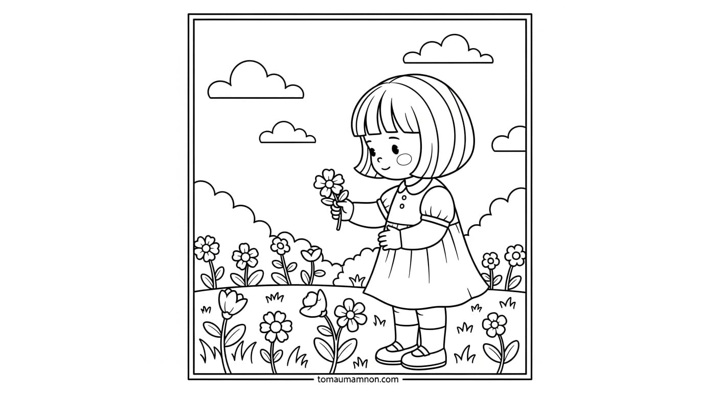 Tranh Vườn Hoa Bông hoa màu sắc rực rỡ