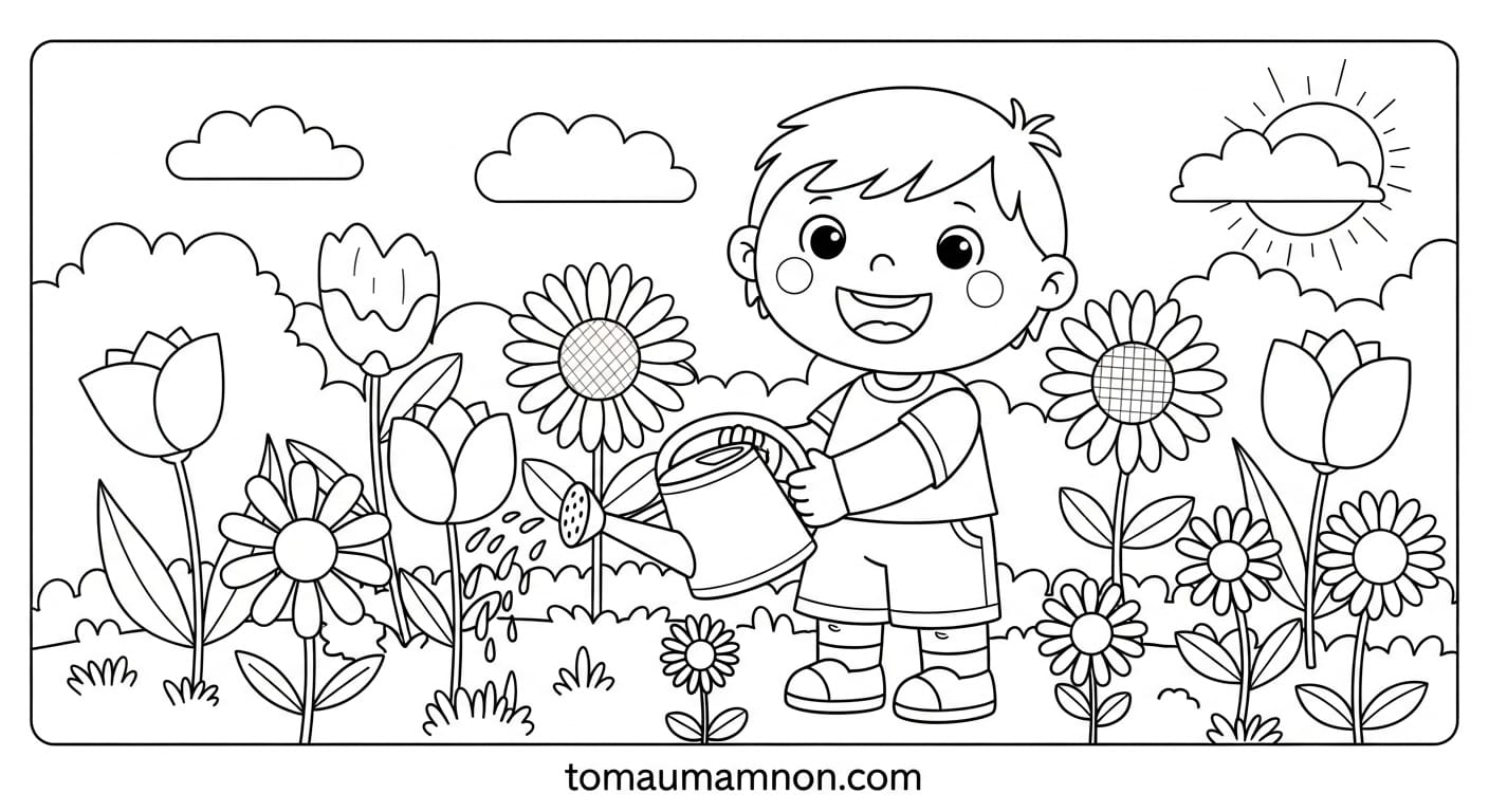 Tranh Vườn Hoa Con ong trên bông hoa