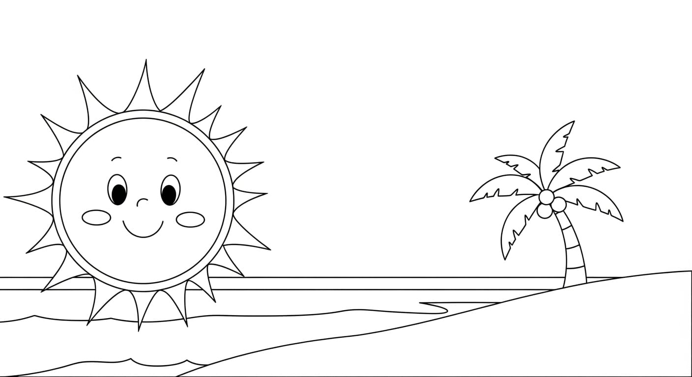 Vẽ Cảnh Mùa Hè Cảnh biển với lâu đài cát