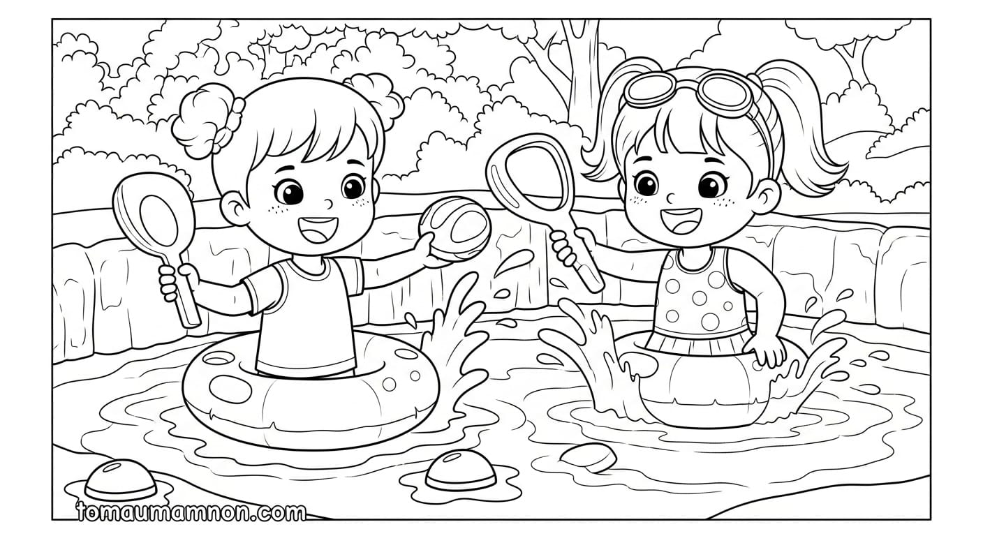 Vẽ Công Viên Nước Hồ bơi công viên