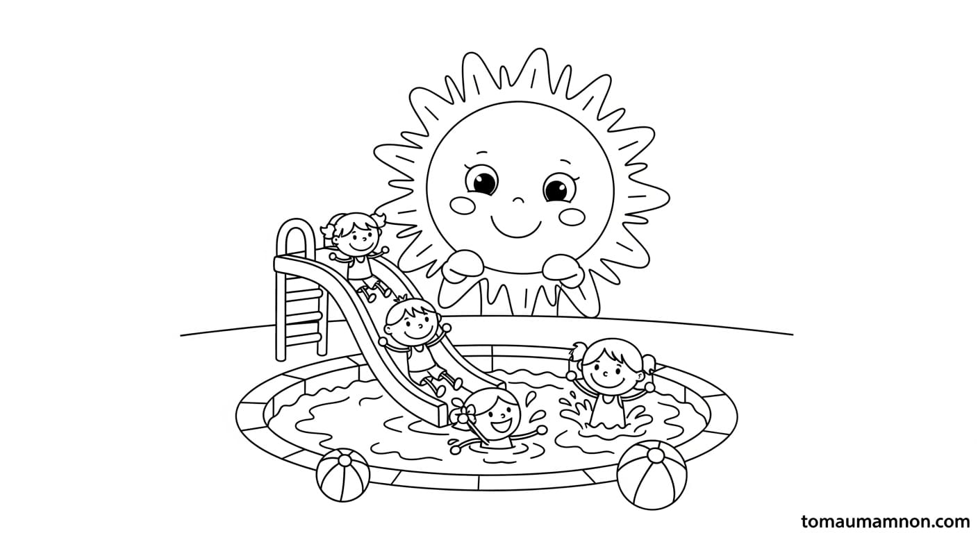 Vẽ Công Viên Nước Trò chơi nước thú vị