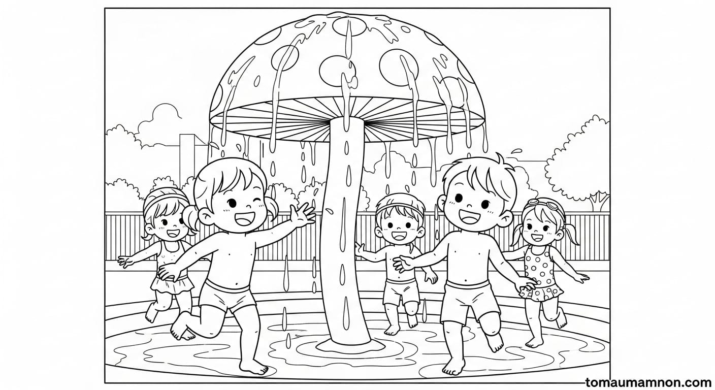 Vẽ Công Viên Nước Đường trượt nước dài