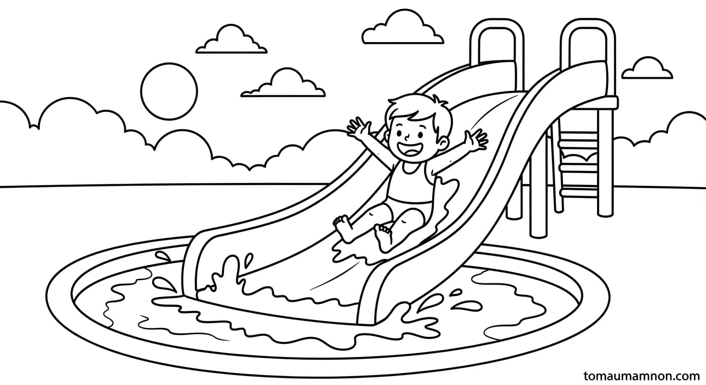 Vẽ Công Viên Nước Công viên nước sôi động