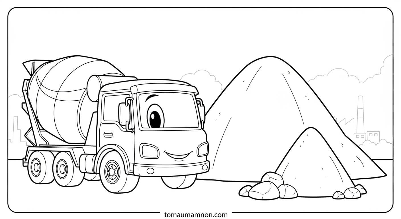 Xe Bồn Bê Tông Xe bồn bê tông đang làm việc