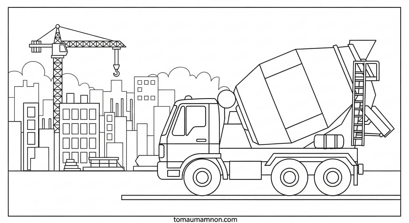 Xe Bồn Bê Tông Xe bồn bê tông và bầu trời xanh