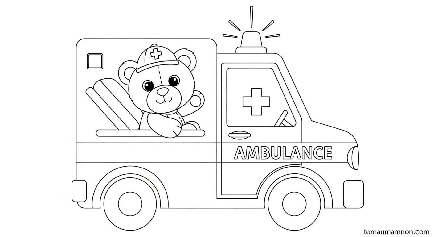Xe Cứu Thương Tô Màu Xe cứu thương trên đường