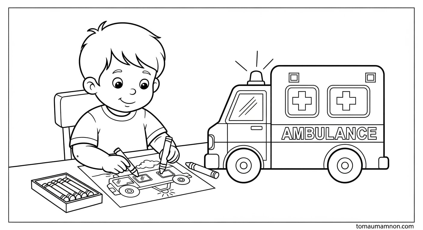 Xe Cứu Thương Tô Màu Xe cứu thương với tiếng còi