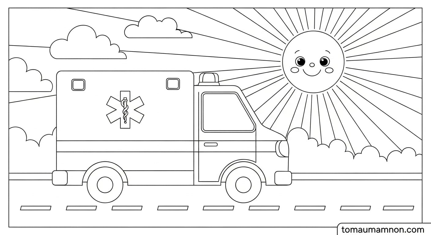 Xe Cứu Thương Tô Màu Xe cứu thương đơn giản