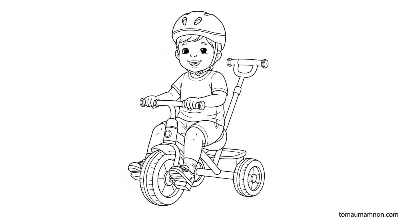 Xe Đạp 3 Bánh Cho Bé trẻ em cười trên xe đạp ba bánh