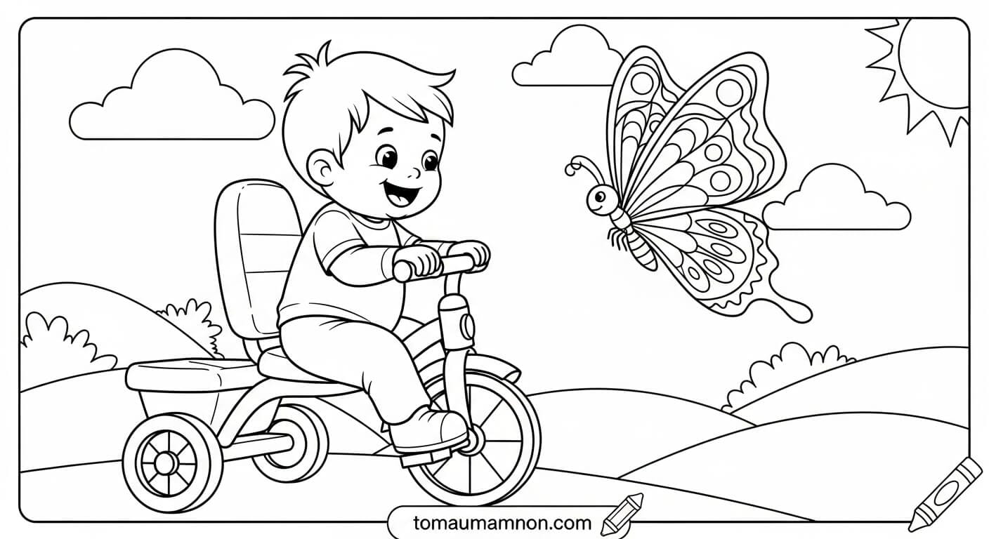 Xe Đạp 3 Bánh Cho Bé bé gái trên xe đạp ba bánh ngoài trời