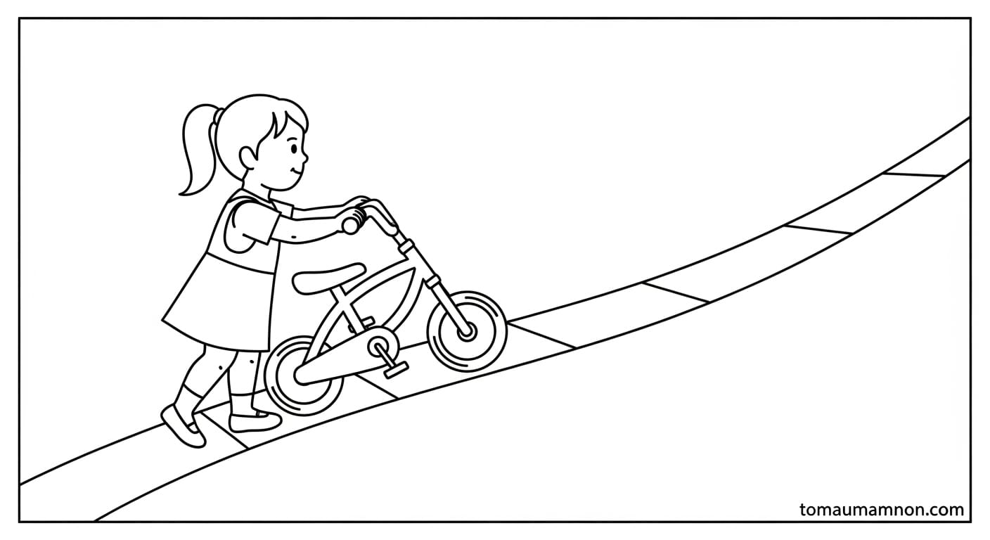 Xe Đạp 4 Bánh Cho Bé bé chuẩn bị đạp xe