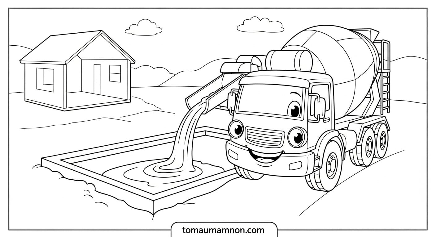 Xe Trộn Bê Tông Xe đang hoạt động