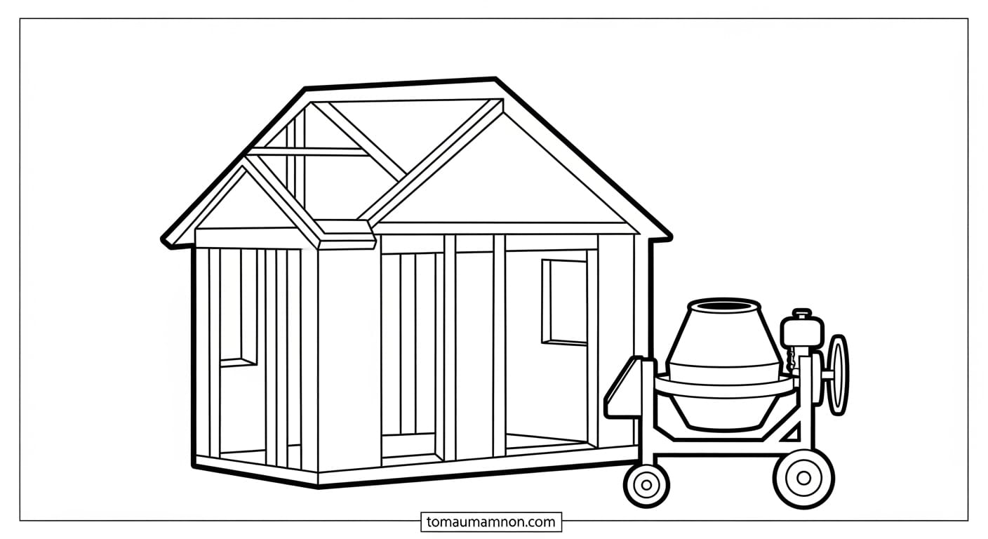 trẻ em và bồn trộn bê tông