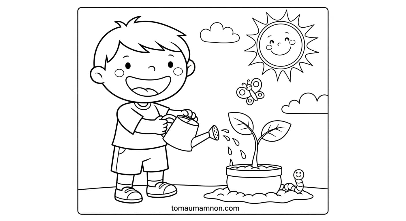 Cây Tô Màu Tranh tô màu cây xanh đơn giản cho bé