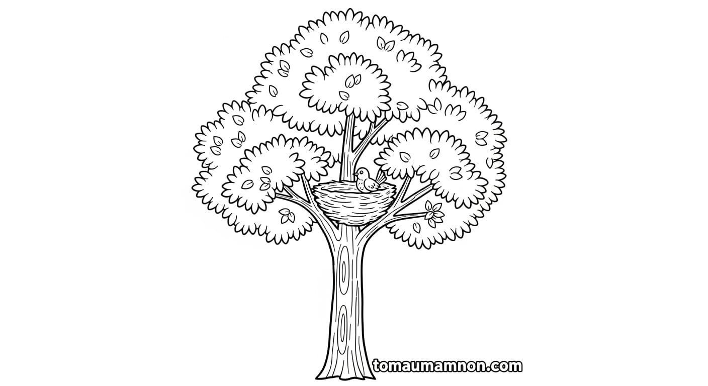 Cây Tô Màu Cây táo sai trĩu quả để tô màu