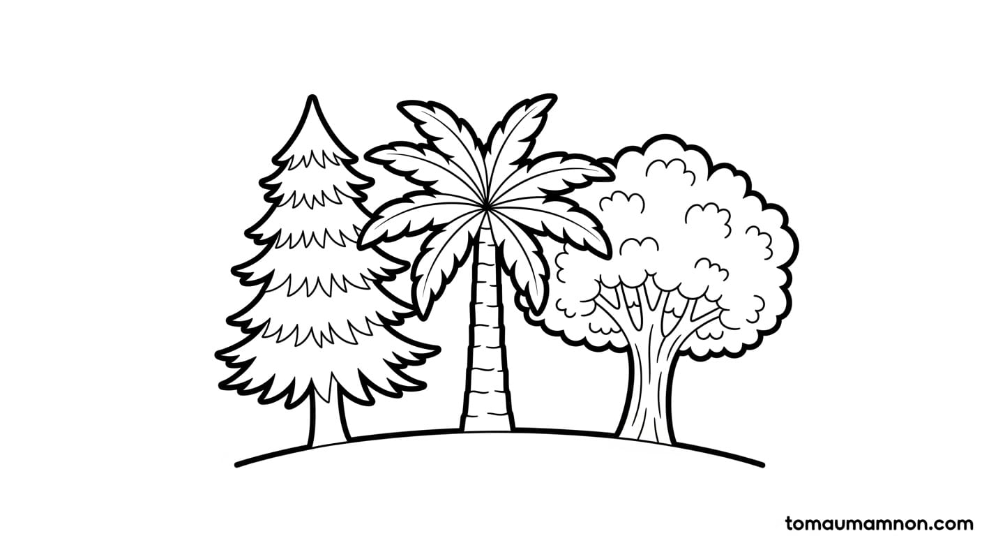 Cây Tô Màu Cây thông Noel đơn giản