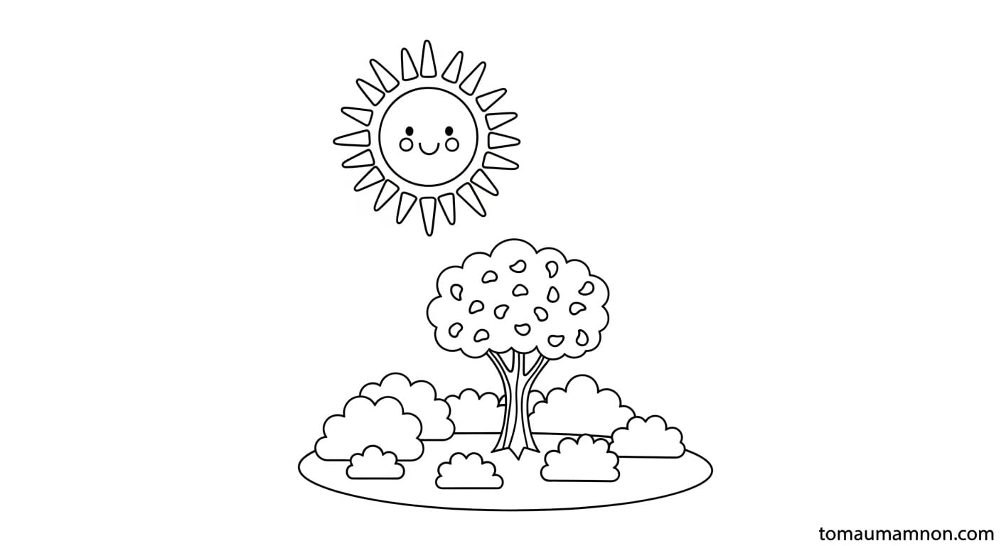 Cây Tô Màu Ngôi nhà nhỏ dưới gốc cây to