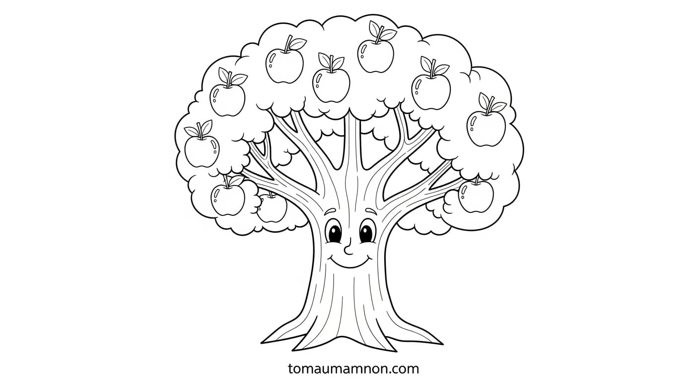 Cây Tô Màu Cây cổ thụ với tán lá xòe rộng